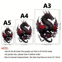 Dragon Wooden Animal Shaped Puzzle for Children and Adults
