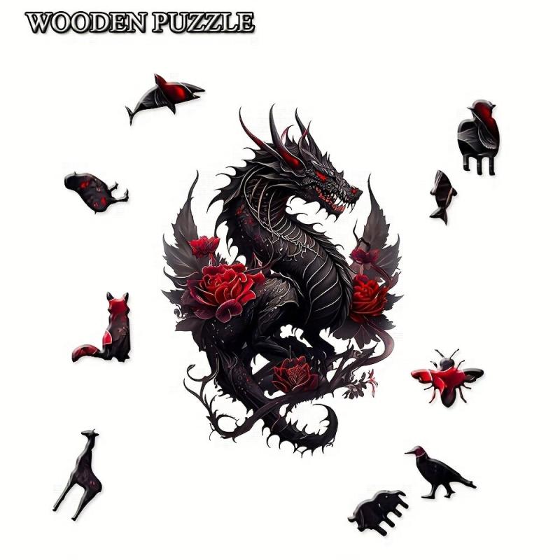 Dragon Wooden Animal Shaped Puzzle for Children and Adults