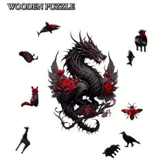 Dragon Wooden Animal Shaped Puzzle for Children and Adults