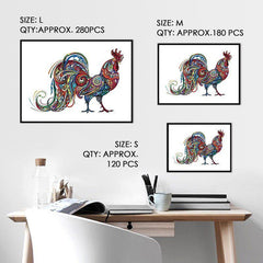 Rooster Wooden Puzzle Unique Shape Jigsaw Gift for Adults And Kids