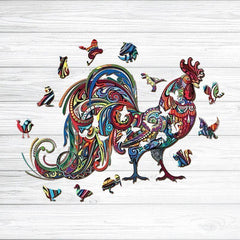 Rooster Wooden Puzzle Unique Shape Jigsaw Gift for Adults And Kids