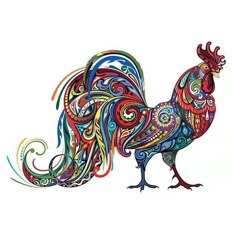 Rooster Wooden Puzzle Unique Shape Jigsaw Gift for Adults And Kids