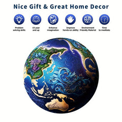Wooden Earth Jigsaw Puzzle for Adults and Kids