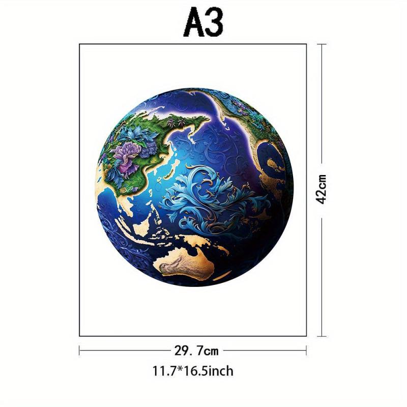 Wooden Earth Jigsaw Puzzle for Adults and Kids