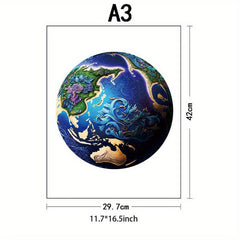 Wooden Earth Jigsaw Puzzle for Adults and Kids