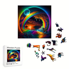 Colorful Aurora Wooden Puzzle - Animal Shape Magic Puzzle Toy