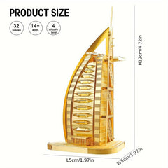 Dubai Sailboat Hotel 3D Metal Jigsaw Puzzle Panel Brass Version