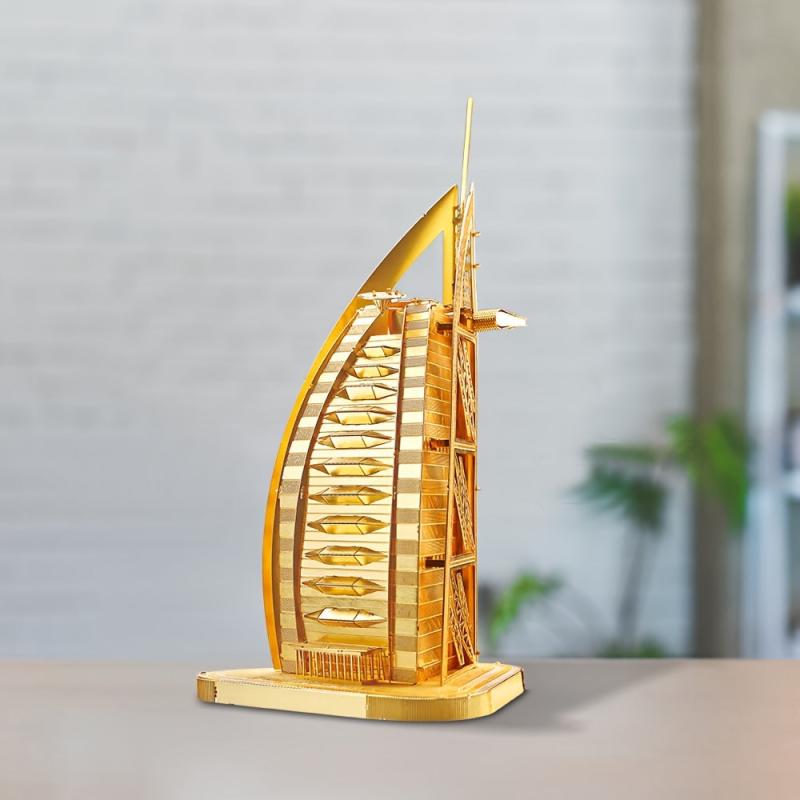 Dubai Sailboat Hotel 3D Metal Jigsaw Puzzle Panel Brass Version