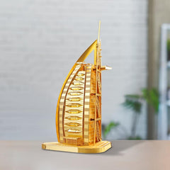 Dubai Sailboat Hotel 3D Metal Jigsaw Puzzle Panel Brass Version
