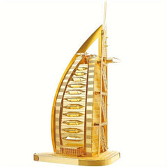 Dubai Sailboat Hotel 3D Metal Jigsaw Puzzle Panel Brass Version