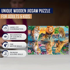 Wooden Cat Reflection Jigsaw Puzzle for Family Fun