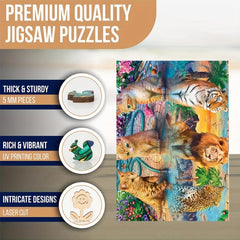 Wooden Cat Reflection Jigsaw Puzzle for Family Fun