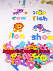 Wooden Preschool Matching Letter Game Toys - Develop Alphabet Word Spelling