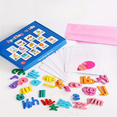 Wooden Preschool Matching Letter Game Toys - Develop Alphabet Word Spelling