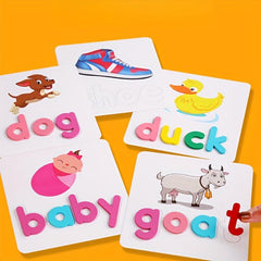 Wooden Preschool Matching Letter Game Toys - Develop Alphabet Word Spelling