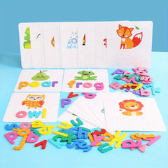Wooden Preschool Matching Letter Game Toys - Develop Alphabet Word Spelling