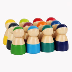 Wooden Rainbow Peg Dolls Educational Toy for Kids
