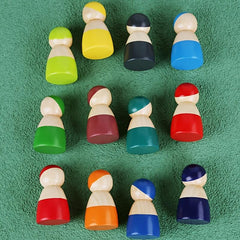 Wooden Rainbow Peg Dolls Educational Toy for Kids