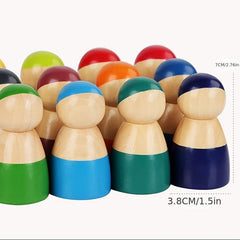 Wooden Rainbow Peg Dolls Educational Toy for Kids