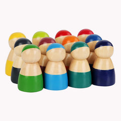 Wooden Rainbow Peg Dolls Educational Toy for Kids
