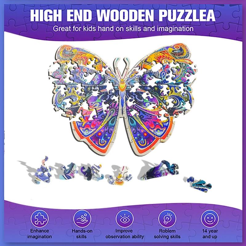 Colorful Butterfly Wooden Puzzle for Kids and Adults