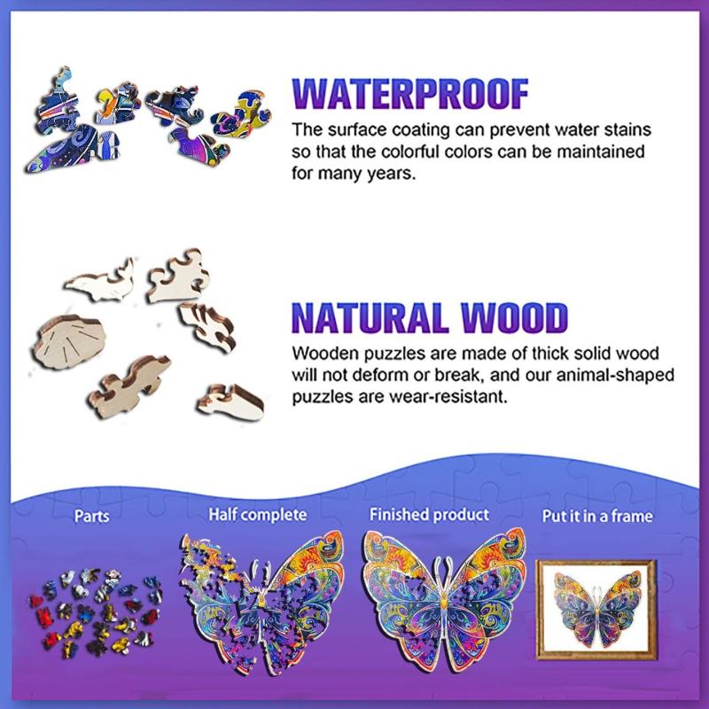 Colorful Butterfly Wooden Puzzle for Kids and Adults