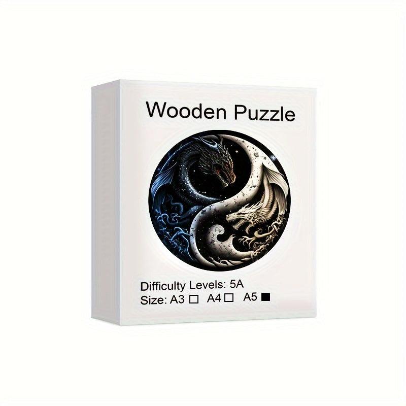 Dragon Yin Yang Wooden Puzzle Special Shaped Animal Puzzle