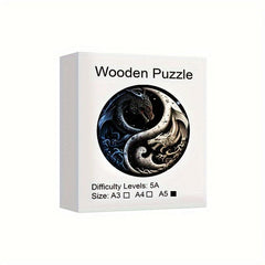 Dragon Yin Yang Wooden Puzzle Special Shaped Animal Puzzle