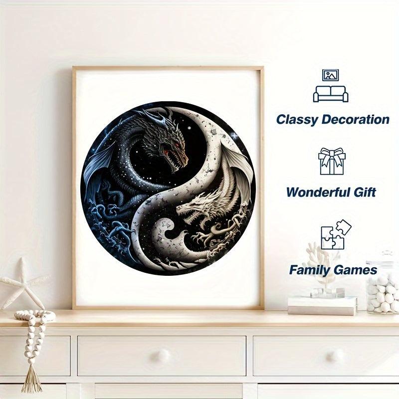 Dragon Yin Yang Wooden Puzzle Special Shaped Animal Puzzle