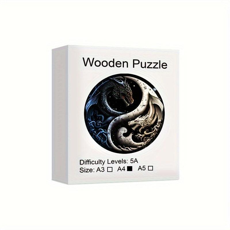 Dragon Yin Yang Wooden Puzzle Special Shaped Animal Puzzle