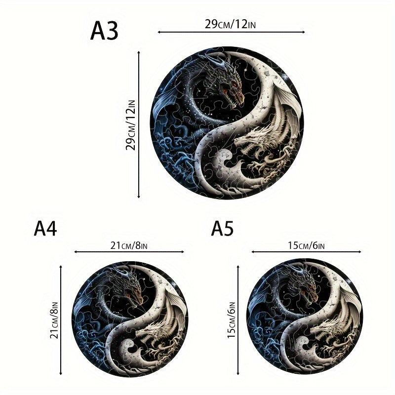 Dragon Yin Yang Wooden Puzzle Special Shaped Animal Puzzle
