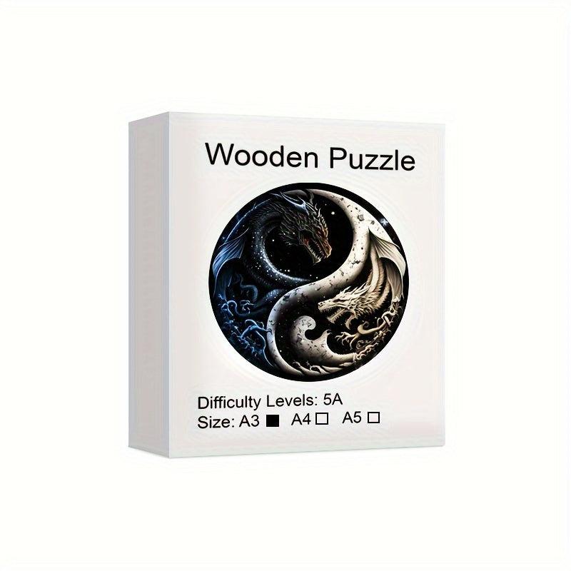 Dragon Yin Yang Wooden Puzzle Special Shaped Animal Puzzle
