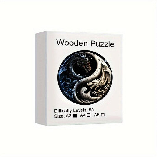 Dragon Yin Yang Wooden Puzzle Special Shaped Animal Puzzle