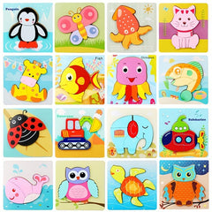 Wooden Jigsaw Puzzles for Kids Ages 1-3 Boys Girls 5.6x5.6