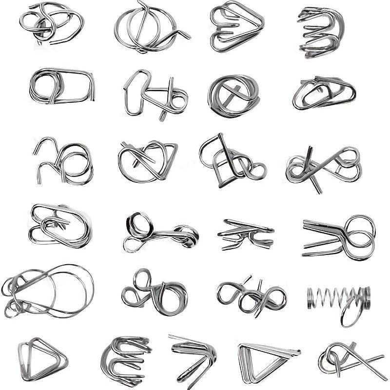 Assorted Metal Wire Puzzle Toys for Party Favors - Set of 12