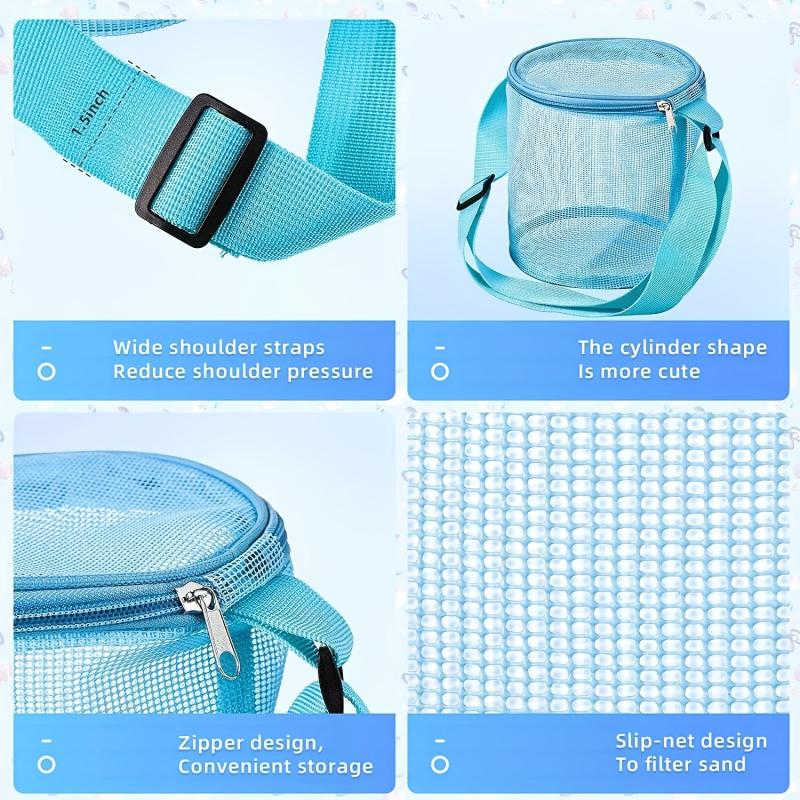 Mesh Shell Storage Bag Beach Sand Digging Bucket Toy Collection Bag