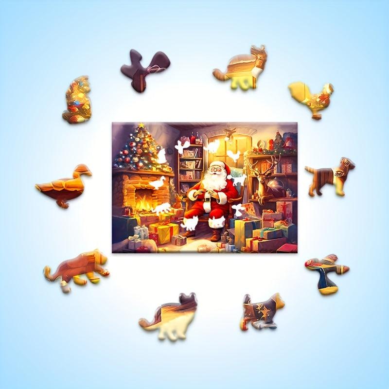 Santa Claus Wooden Puzzle Christmas Gift Party Game Interesting Toy