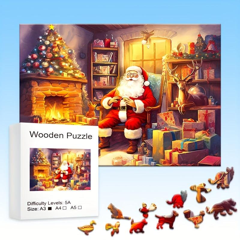 Santa Claus Wooden Puzzle Christmas Gift Party Game Interesting Toy