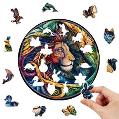 Lions Wooden Puzzle with Challenging High Difficulty - Irregular Shape Particles