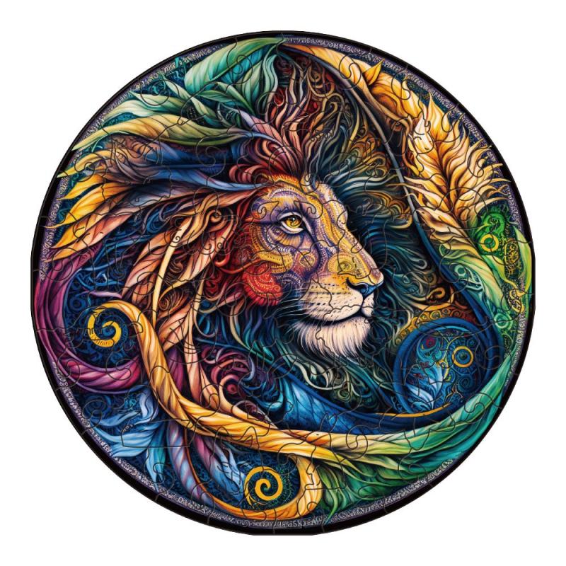 Lions Wooden Puzzle with Challenging High Difficulty - Irregular Shape Particles