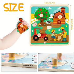 Wooden Toddler Puzzles 4 Pcs Animal Patterns Jigsaw Educational Montessori