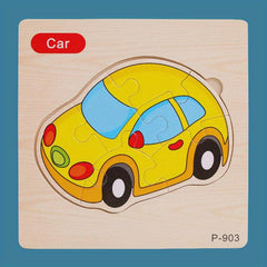 Wooden Jigsaw Puzzle Animal Traffic Car Educational Toy Kids Montessori Game