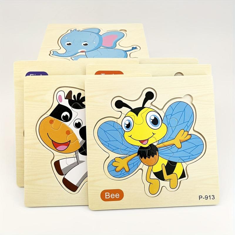 Wooden Jigsaw Puzzle Animal Traffic Car Educational Toy Kids Montessori Game
