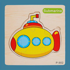 Wooden Jigsaw Puzzle Animal Traffic Car Educational Toy Kids Montessori Game