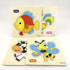 Wooden Jigsaw Puzzle Animal Traffic Car Educational Toy Kids Montessori Game