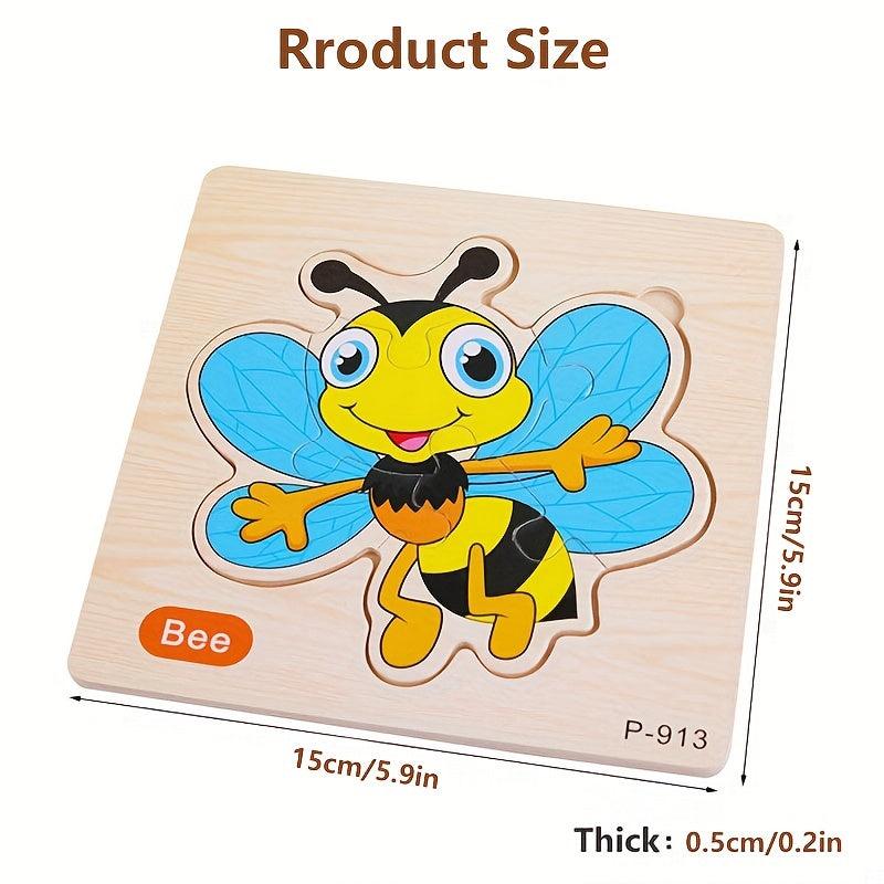 Wooden Jigsaw Puzzle Animal Traffic Car Educational Toy Kids Montessori Game