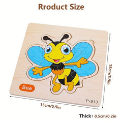 Wooden Jigsaw Puzzle Animal Traffic Car Educational Toy Kids Montessori Game