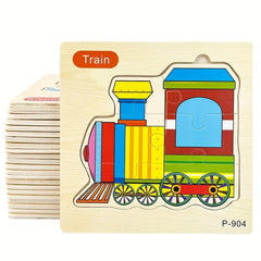 Wooden Jigsaw Puzzle Animal Traffic Car Educational Toy Kids Montessori Game