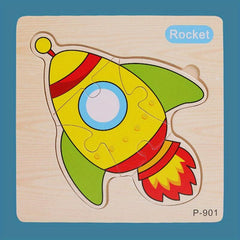 Wooden Jigsaw Puzzle Animal Traffic Car Educational Toy Kids Montessori Game
