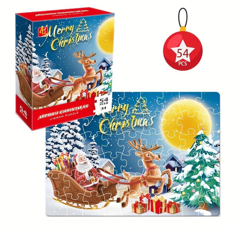 54pcs Christmas Santa Claus Reindeer Sled Puzzle Toy